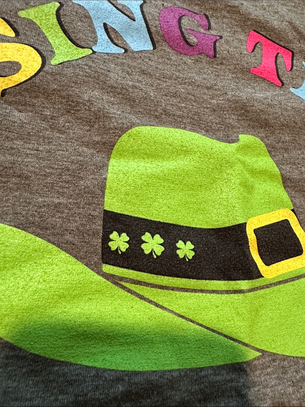 Oliver & Otis Women's Short Sleeve Tee - Olive with Neon Rainbow Graphic - Picture 3 of 4